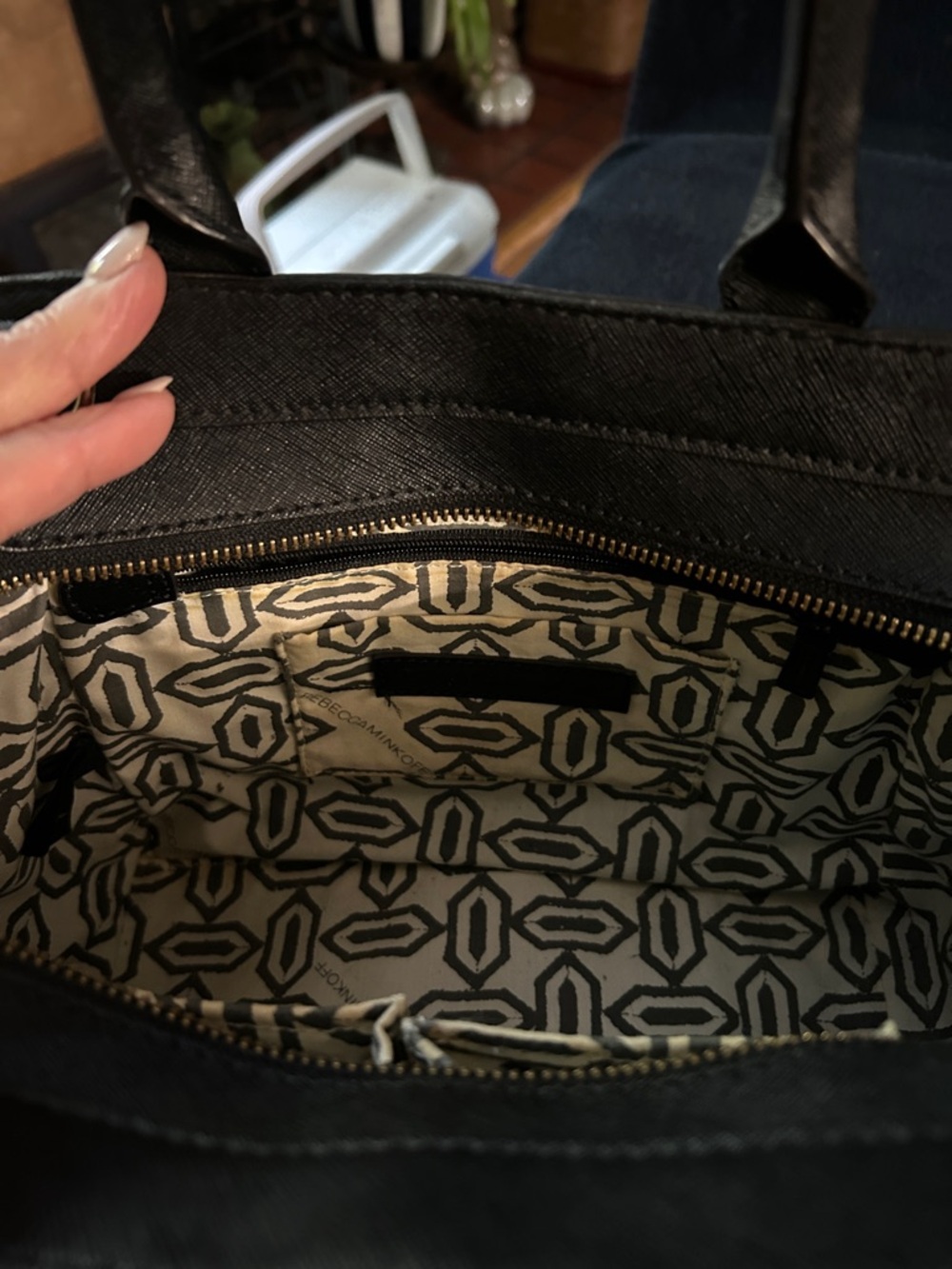 Rebecca Minkoff Avery Black Mini Tote Bag in Saffiano Leather Finish - Picture 8 of 10